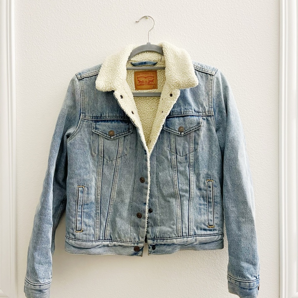 Levi's Blue Denim Sherpa Jacket